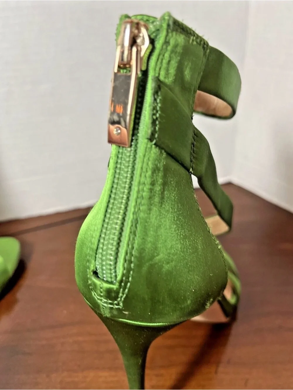 Women’s Green Satin Strappy High Heel Sandals